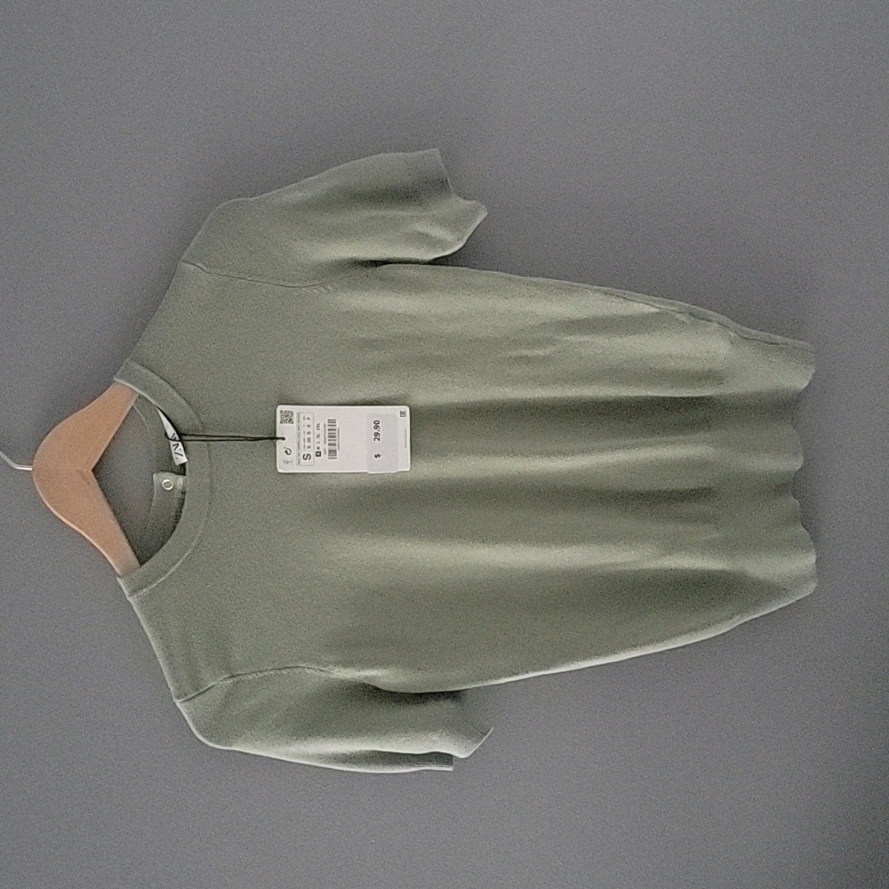 Zara short sleeve light green sweater size S NWT